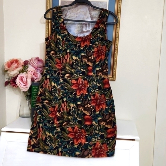 Ann Taylor Dresses & Skirts - Vintage Floral Linen Dress Y2K Feminine Sexy Flirty Artsy Dark Romance